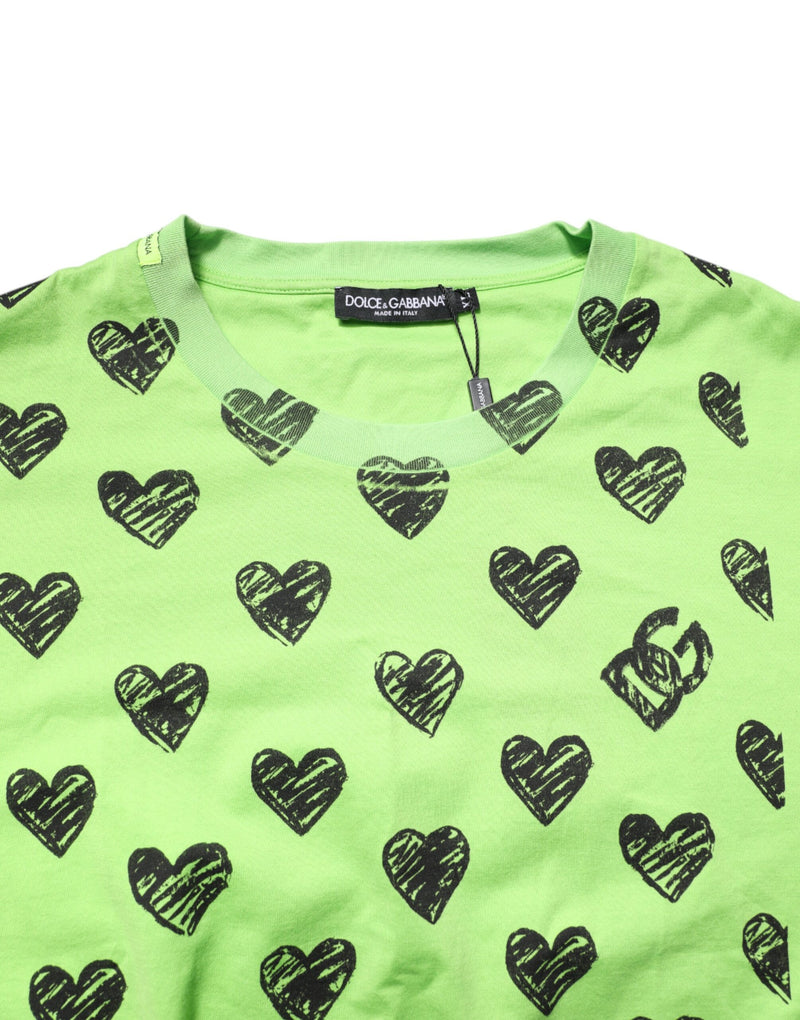 Dolce &amp; Gabbana T-shirt met groene hartprint, ronde hals en gemaakt van katoen