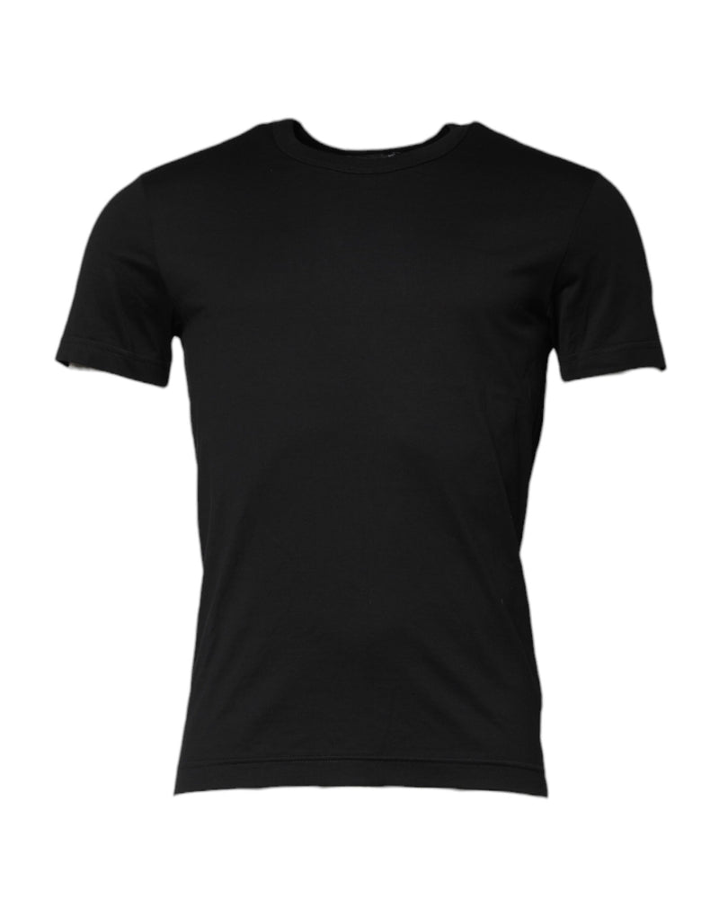 T-shirt noir en coton à manches courtes et col rond de Dolce &amp; Gabbana