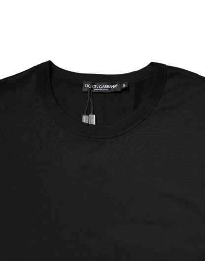 Dolce & Gabbana Black Cotton Short Sleeves Round Neck T-shirt