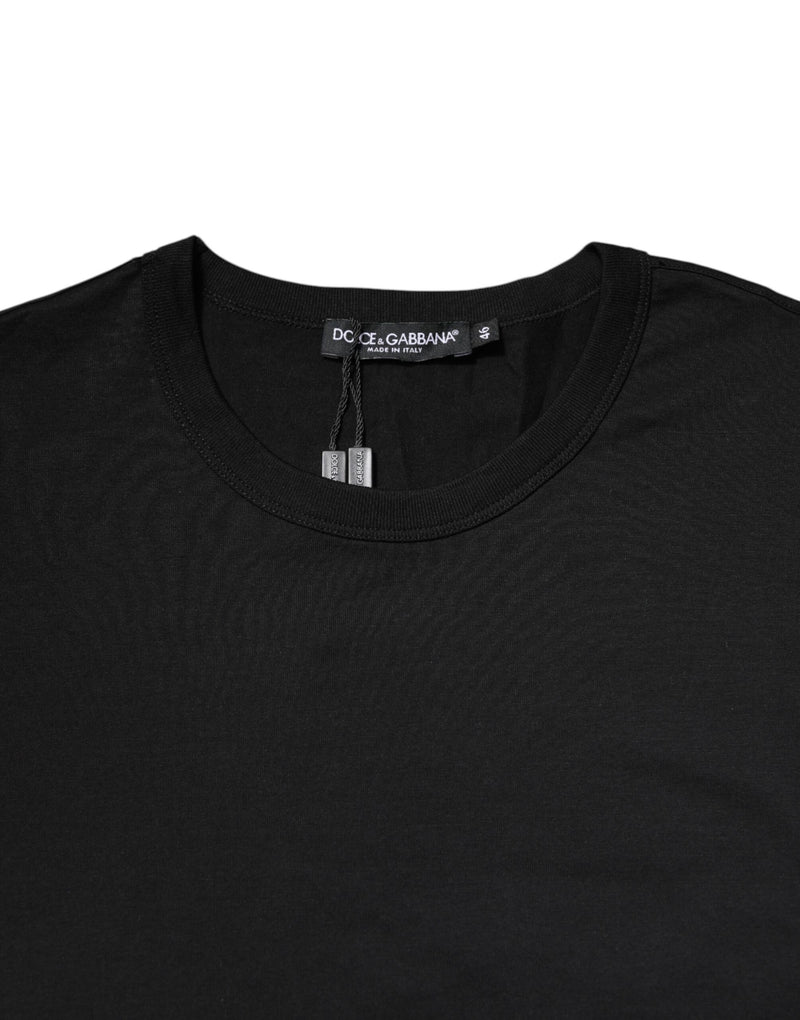 T-shirt noir en coton à manches courtes et col rond de Dolce &amp; Gabbana