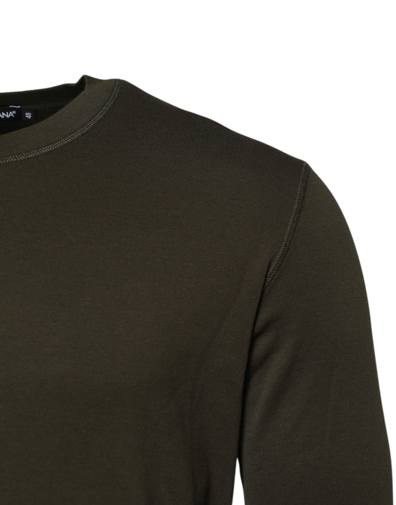 Dolce &amp; Gabbana donkergroen T-shirt met lange mouwen en ronde hals.