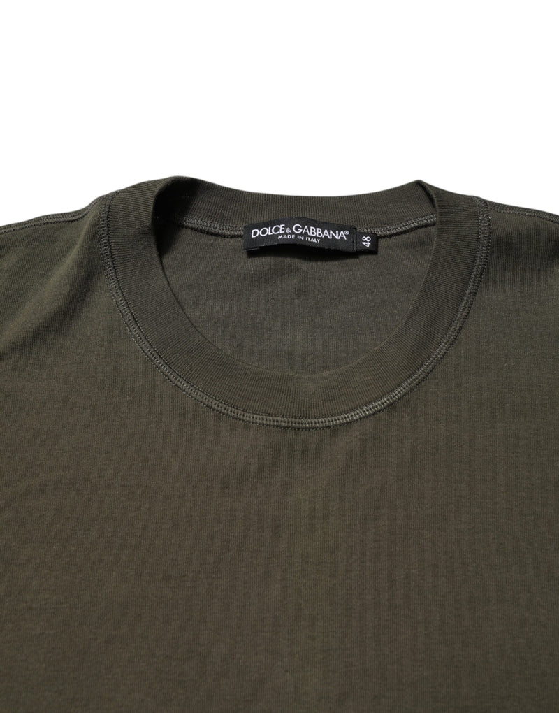 Dolce &amp; Gabbana donkergroen T-shirt met lange mouwen en ronde hals.