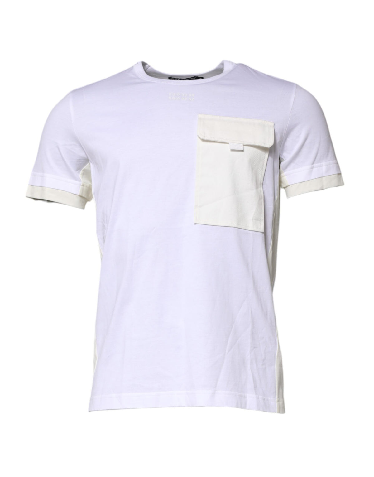 T-shirt blanc en coton à manches courtes avec poches de Dolce &amp; Gabbana