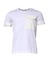 T-shirt blanc en coton à manches courtes avec poches de Dolce &amp; Gabbana