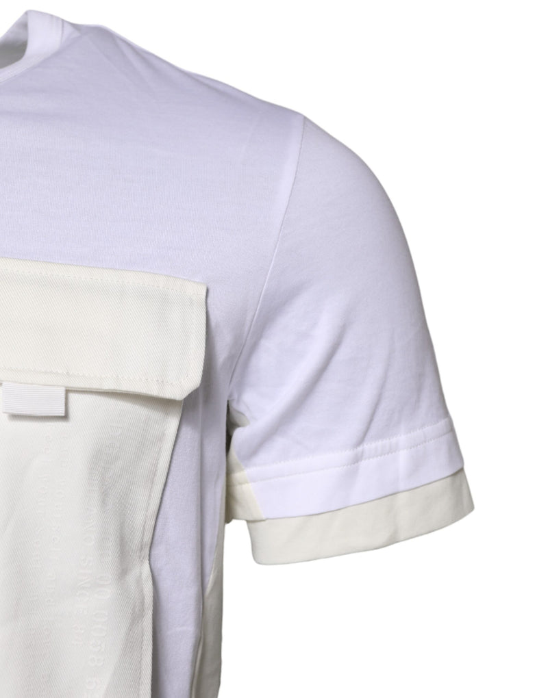 T-shirt blanc en coton à manches courtes avec poches de Dolce &amp; Gabbana