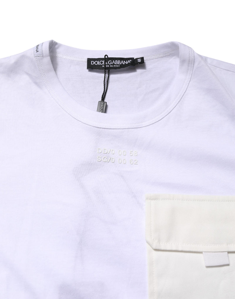 T-shirt blanc en coton à manches courtes avec poches de Dolce &amp; Gabbana