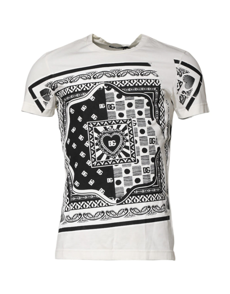 Dolce &amp; Gabbana wit katoenen T-shirt met logo en bandana-print
