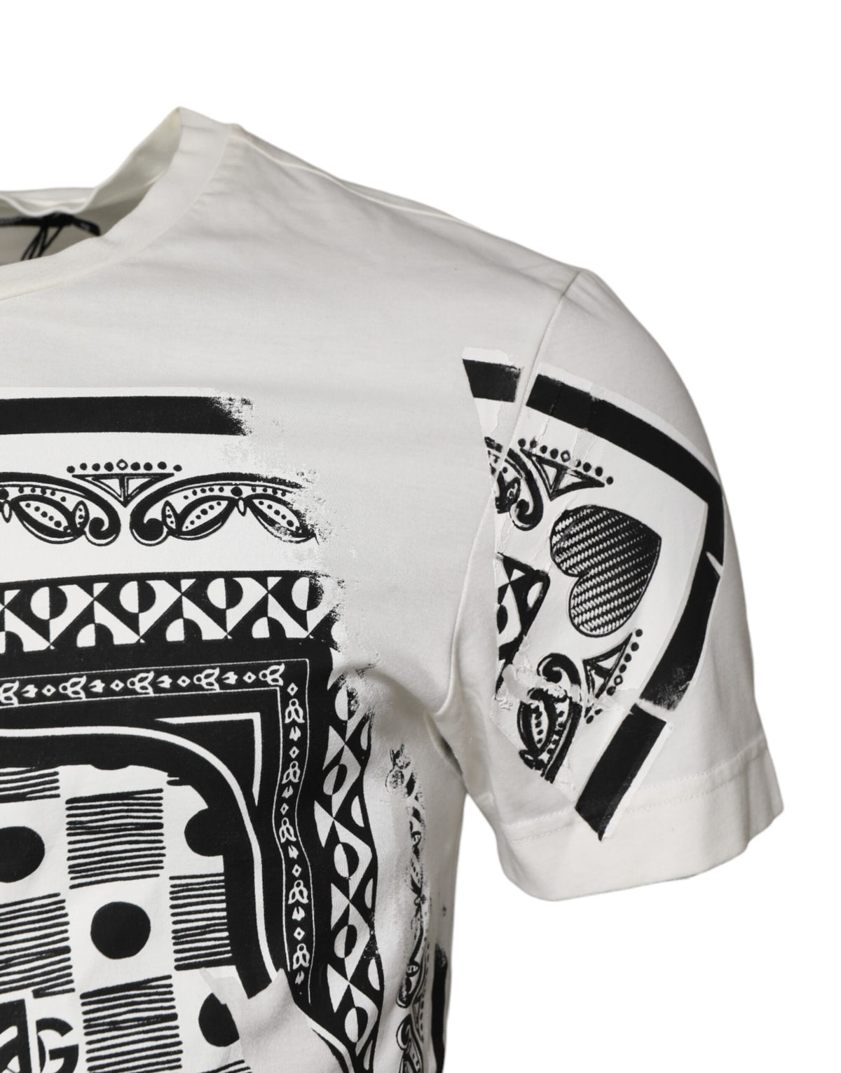 T-shirt en coton blanc à imprimé bandana et logo de Dolce &amp; Gabbana