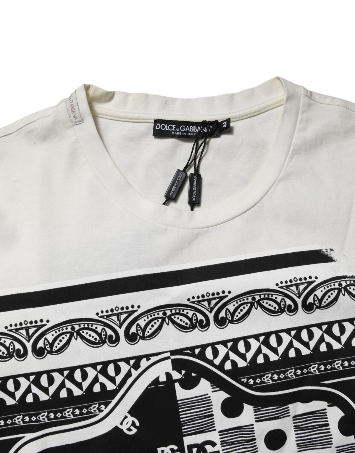 T-shirt en coton blanc à imprimé bandana et logo de Dolce &amp; Gabbana