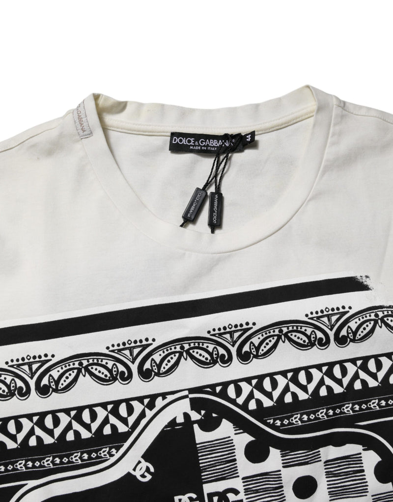 Dolce &amp; Gabbana wit katoenen T-shirt met logo en bandana-print