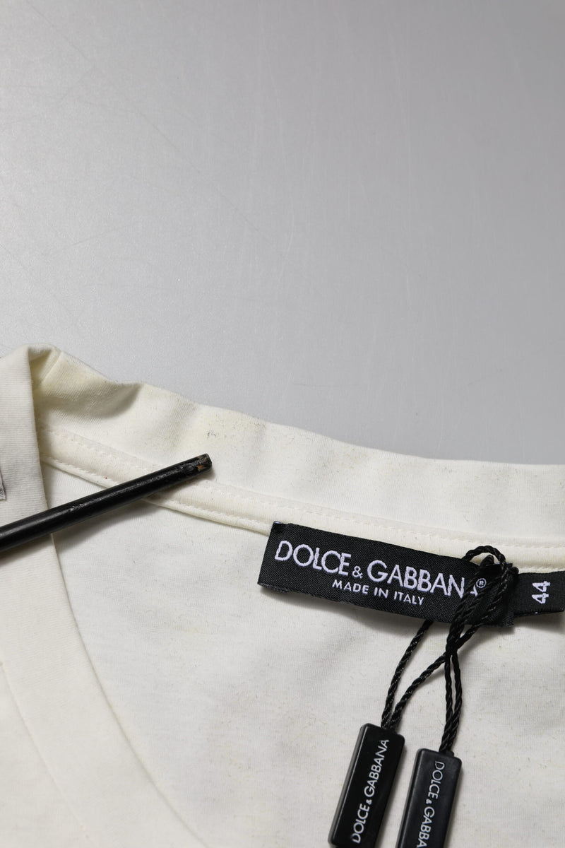 Dolce &amp; Gabbana wit katoenen T-shirt met logo en bandana-print