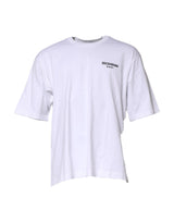 T-shirt à col rond en coton blanc avec imprimé du logo Dolce &amp; Gabbana