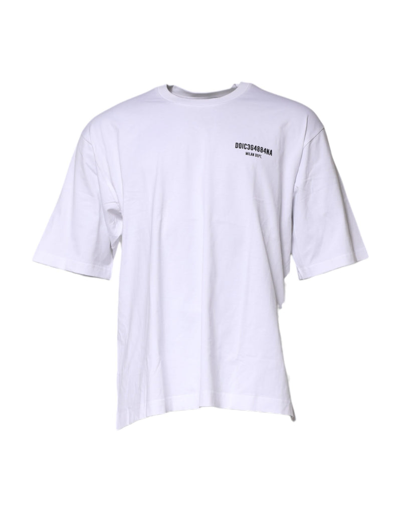 Dolce & Gabbana White Cotton Logo Print Crew Neck T-shirt