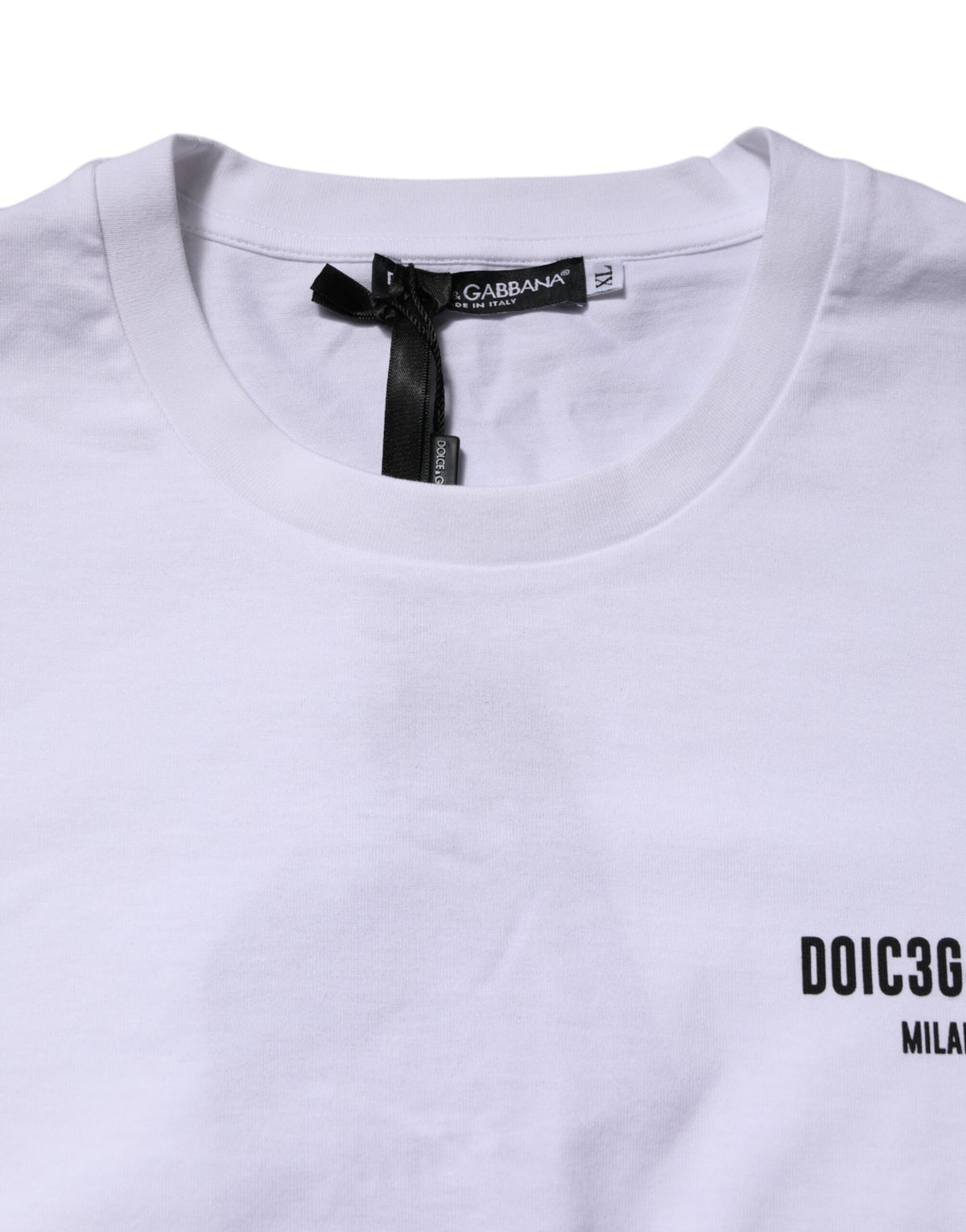 T-shirt à col rond en coton blanc avec imprimé du logo Dolce &amp; Gabbana
