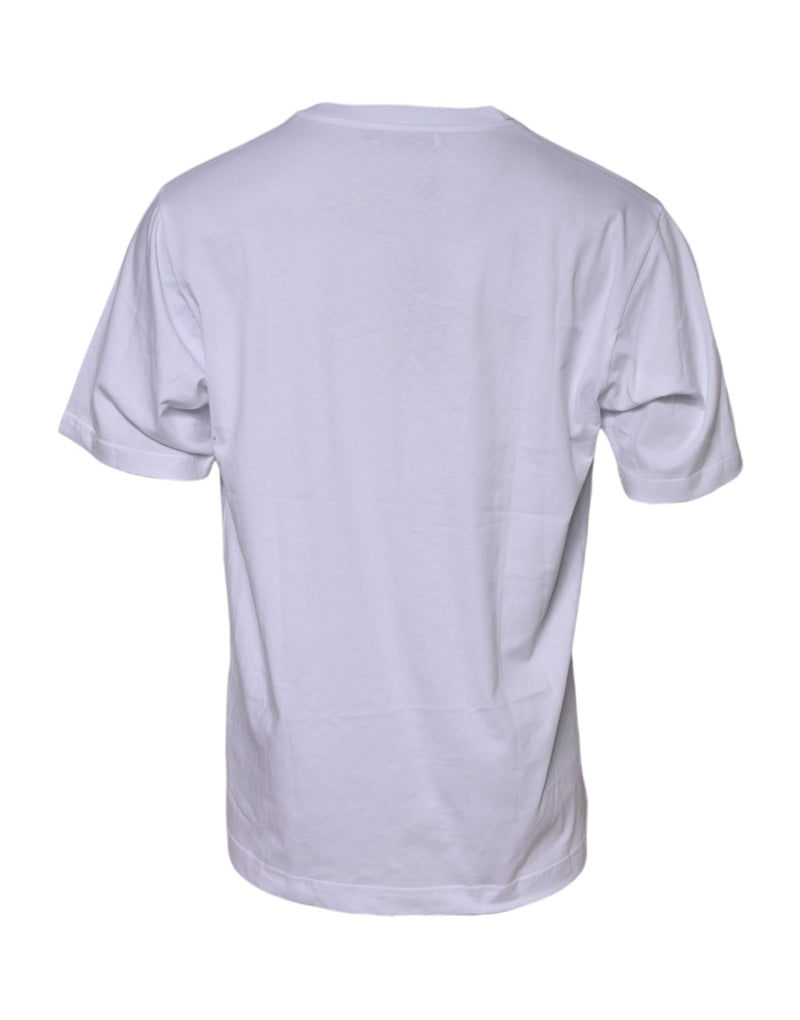 Dolce &amp; Gabbana wit katoenen T-shirt met logo-print en ronde hals.