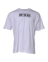 T-shirt à col rond en coton blanc avec imprimé du logo Dolce &amp; Gabbana