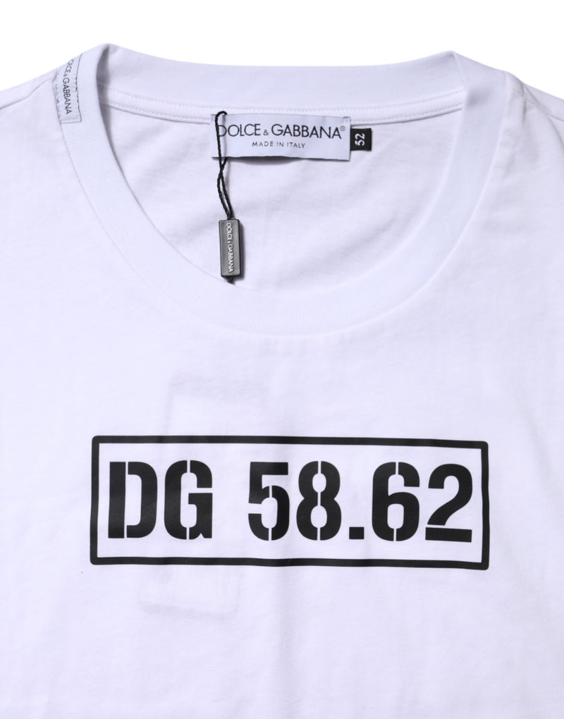 Dolce &amp; Gabbana wit katoenen T-shirt met logo-print en ronde hals.