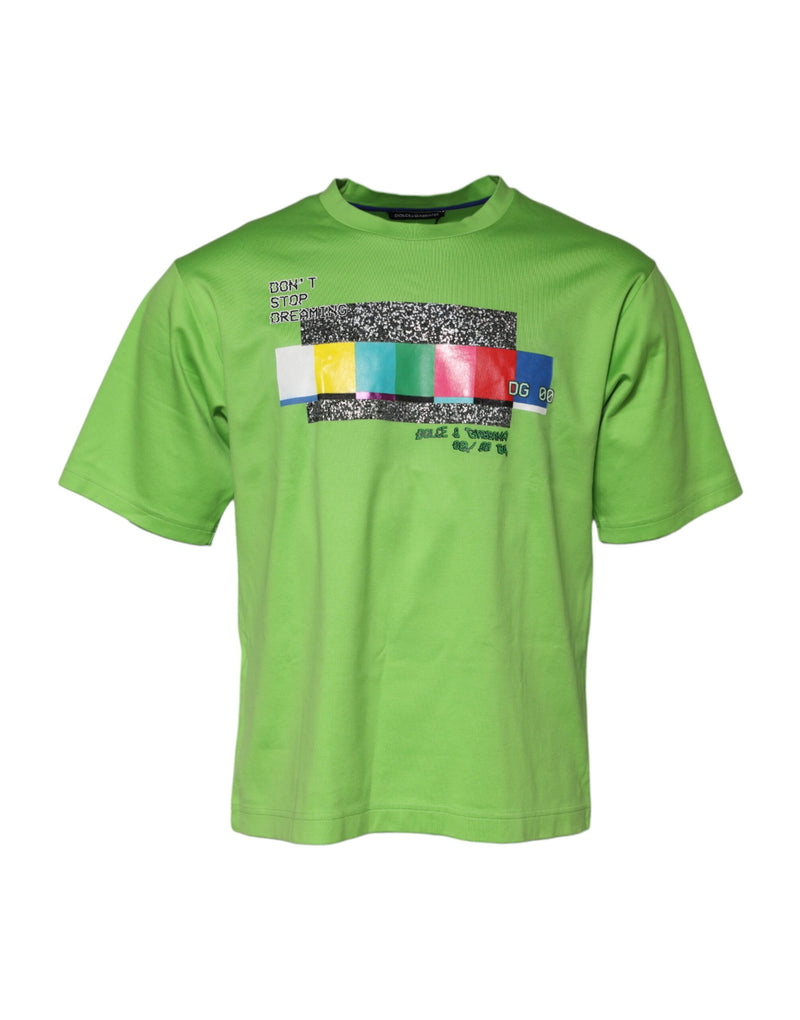 Dolce &amp; Gabbana Groen T-shirt met ronde hals en opdruk