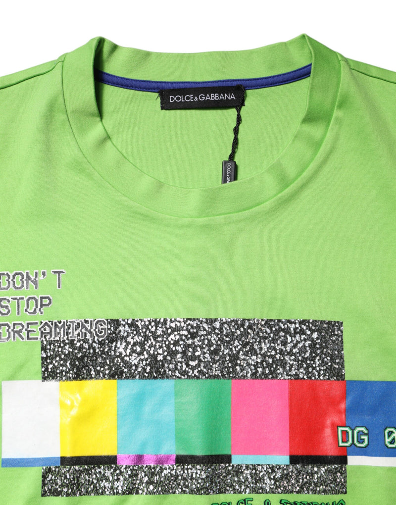 Dolce &amp; Gabbana Groen T-shirt met ronde hals en opdruk