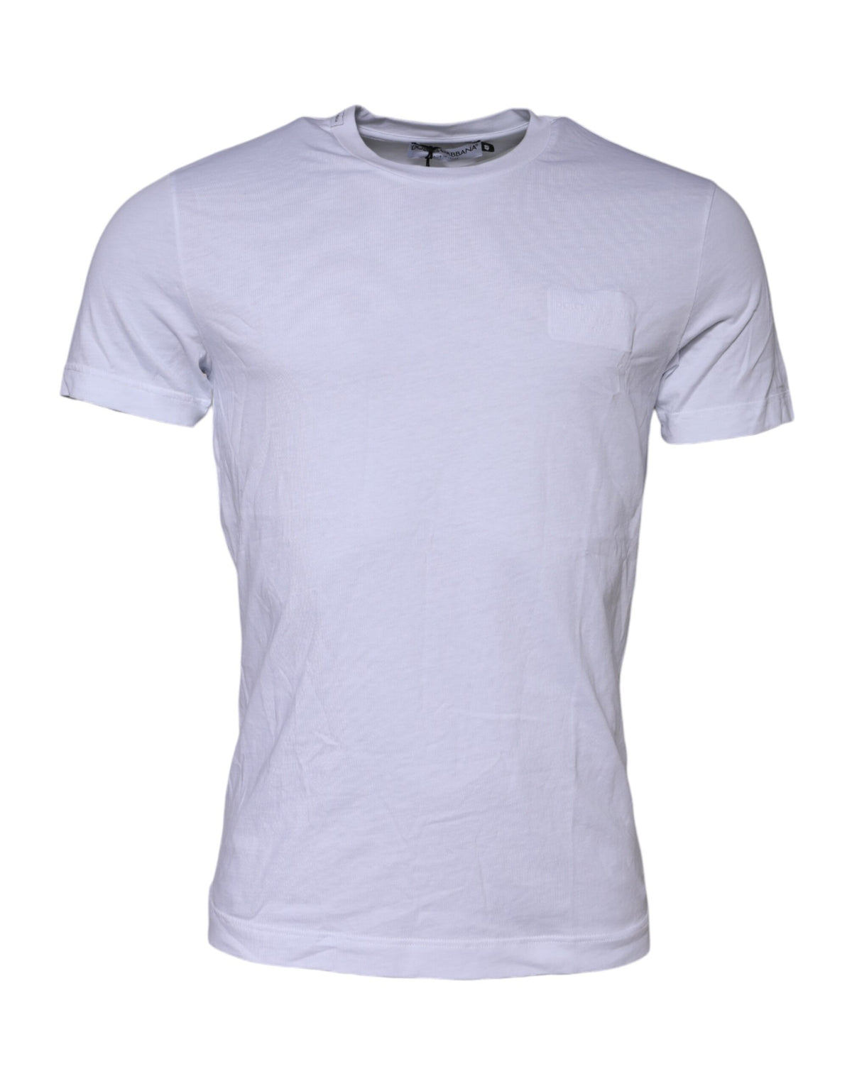 T-shirt à col rond en coton blanc avec logo et patch Dolce &amp; Gabbana