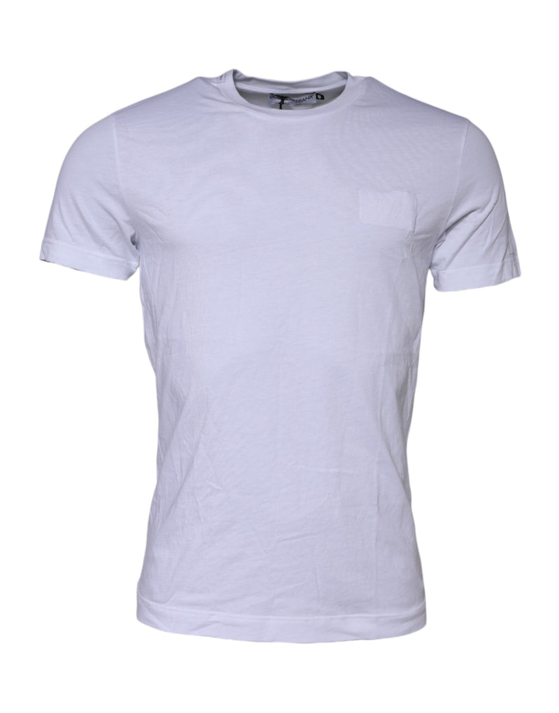 Dolce &amp; Gabbana wit katoenen T-shirt met logo patch en ronde hals.