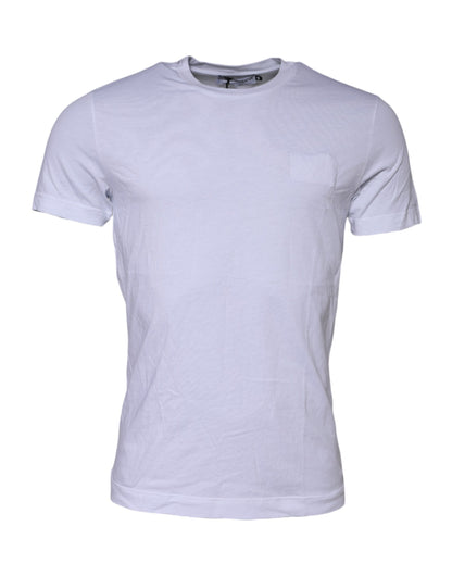 T-shirt à col rond en coton blanc avec logo et patch Dolce &amp; Gabbana