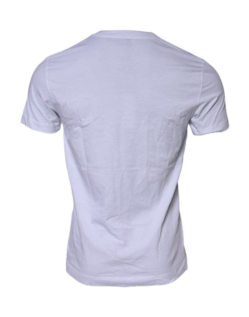 Dolce &amp; Gabbana wit katoenen T-shirt met logo patch en ronde hals.