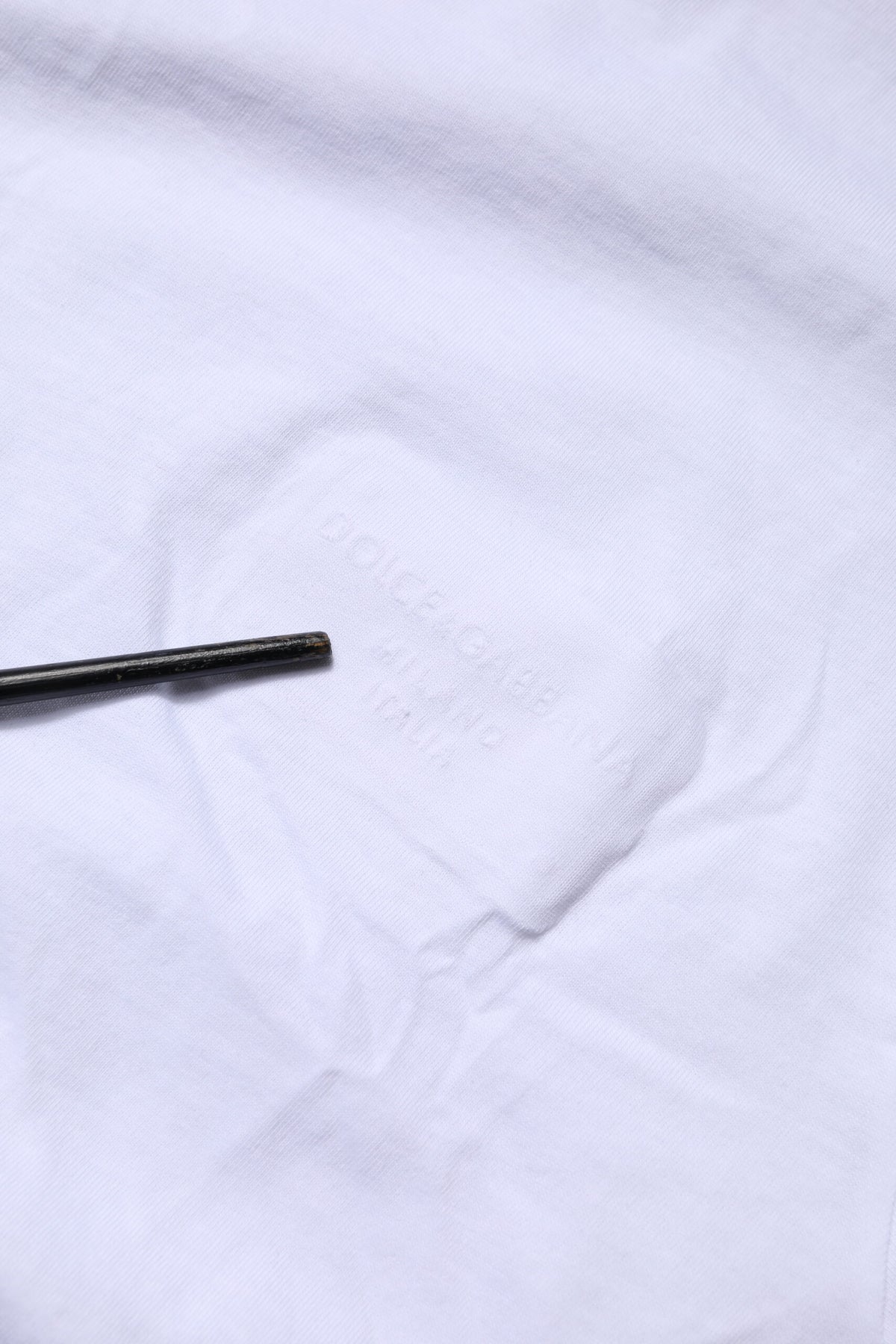 T-shirt à col rond en coton blanc avec logo et patch Dolce &amp; Gabbana