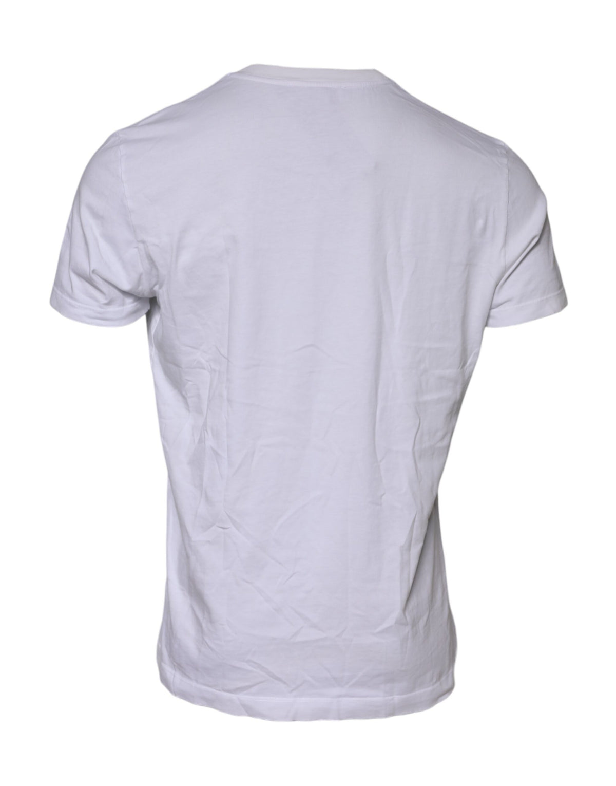 T-shirt à col rond en coton blanc avec logo et patch Dolce &amp; Gabbana