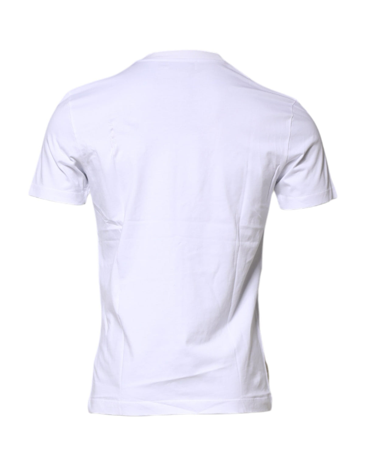 T-shirt à col rond en coton blanc avec logo et patch Dolce &amp; Gabbana