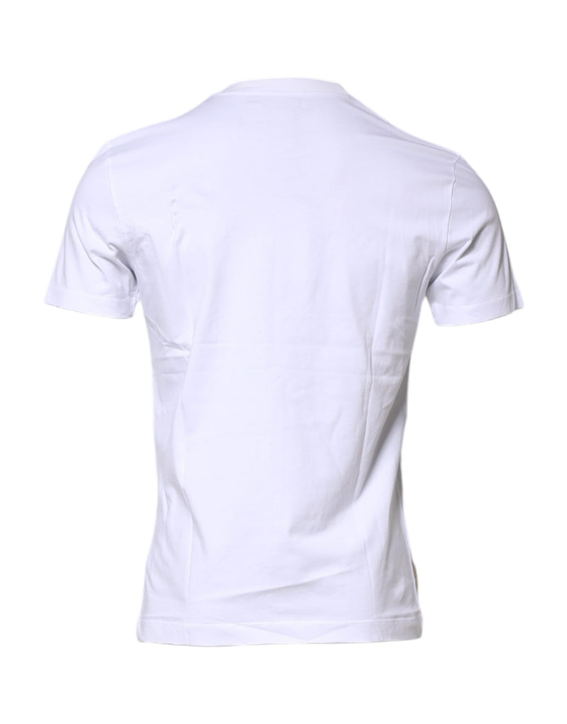 Dolce &amp; Gabbana wit katoenen T-shirt met logo patch en ronde hals.