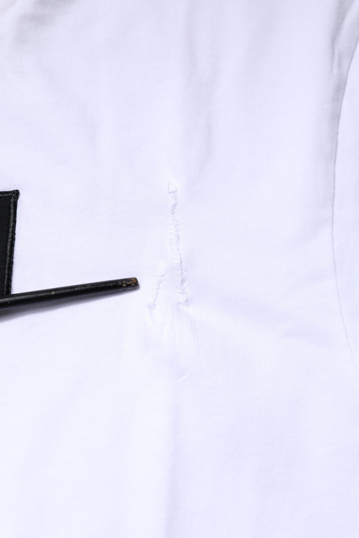 Dolce & Gabbana White Cotton Logo Patch Crew Neck T-shirt