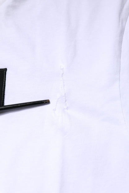 Dolce & Gabbana White Cotton Logo Patch Crew Neck T-shirt