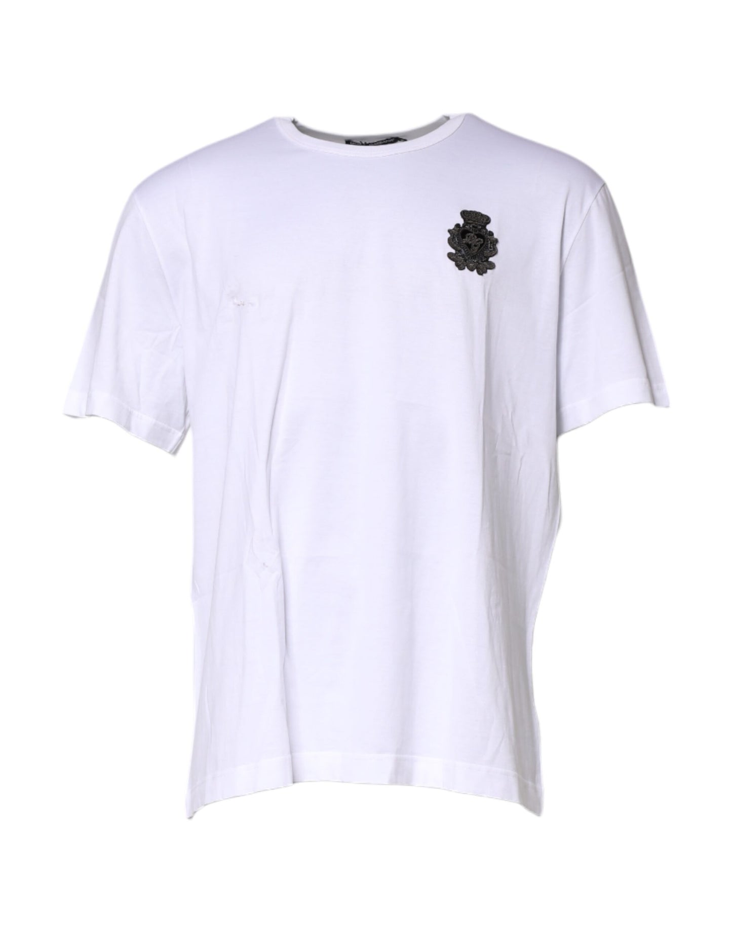 Dolce & Gabbana White Cotton DG Crown Embroidery T-shirt