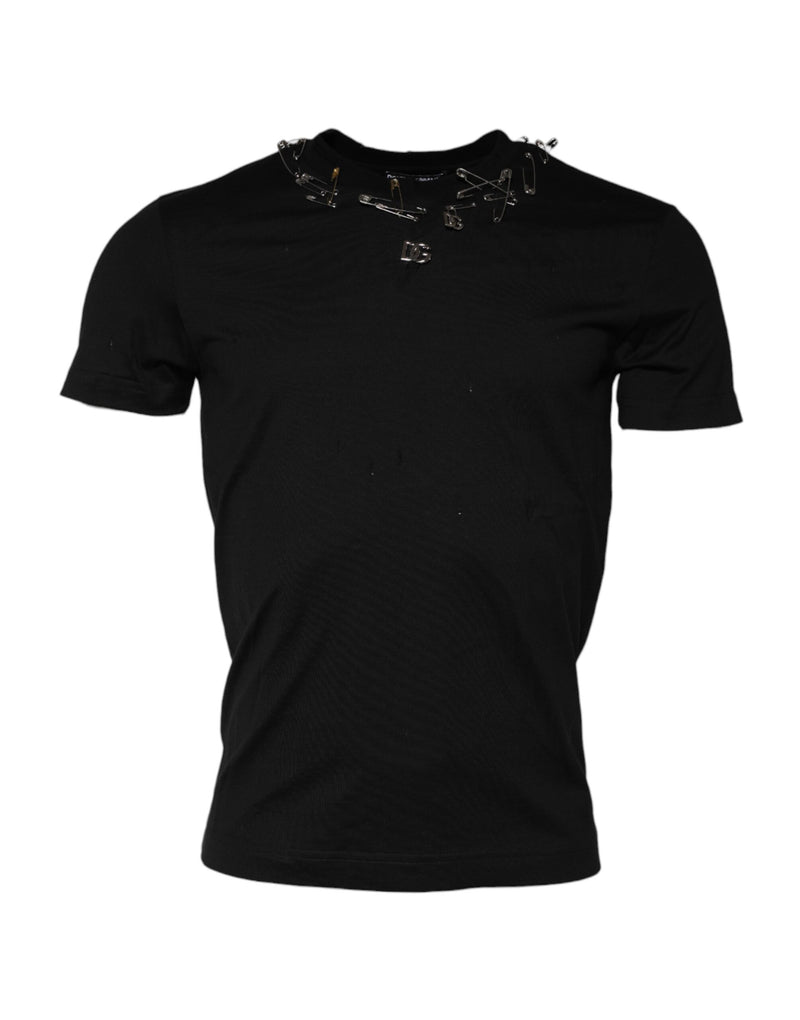 T-shirt à manches courtes noir avec logo brodé de Dolce &amp; Gabbana