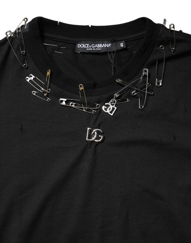 T-shirt à manches courtes noir avec logo brodé de Dolce &amp; Gabbana