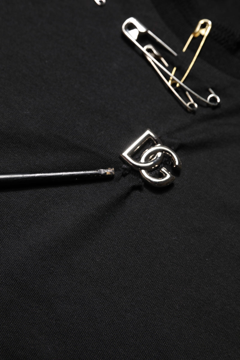 T-shirt à manches courtes noir avec logo brodé de Dolce &amp; Gabbana