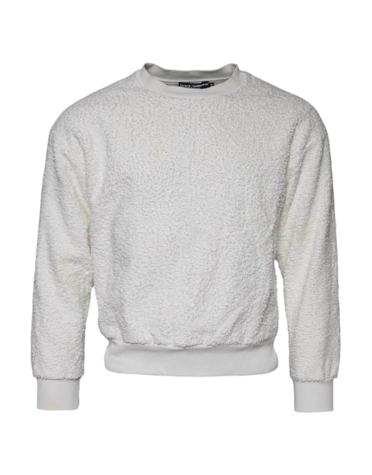 Pull en coton blanc à col rond en polaire de Dolce &amp; Gabbana