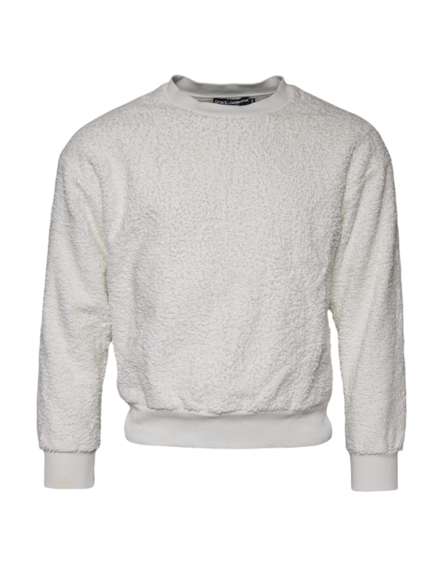 Pull en coton blanc à col rond en polaire de Dolce &amp; Gabbana