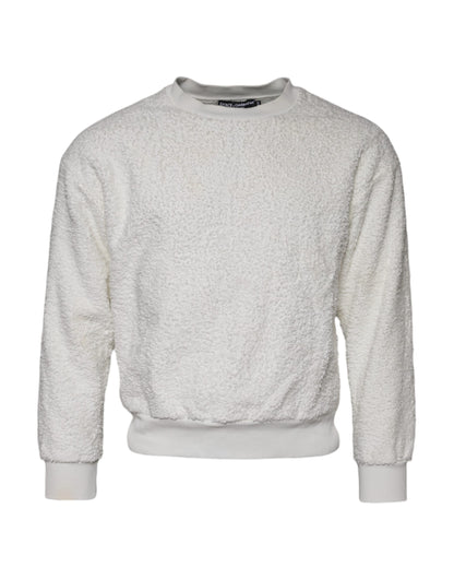 Pull en coton blanc à col rond en polaire de Dolce &amp; Gabbana