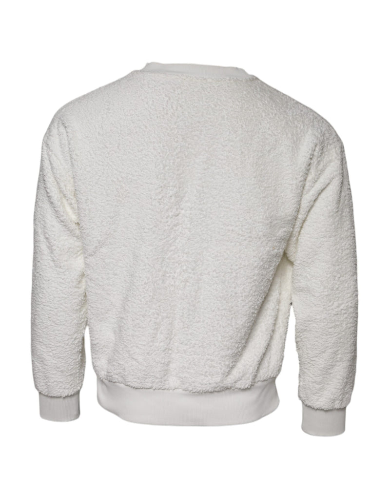 Pull en coton blanc à col rond en polaire de Dolce &amp; Gabbana