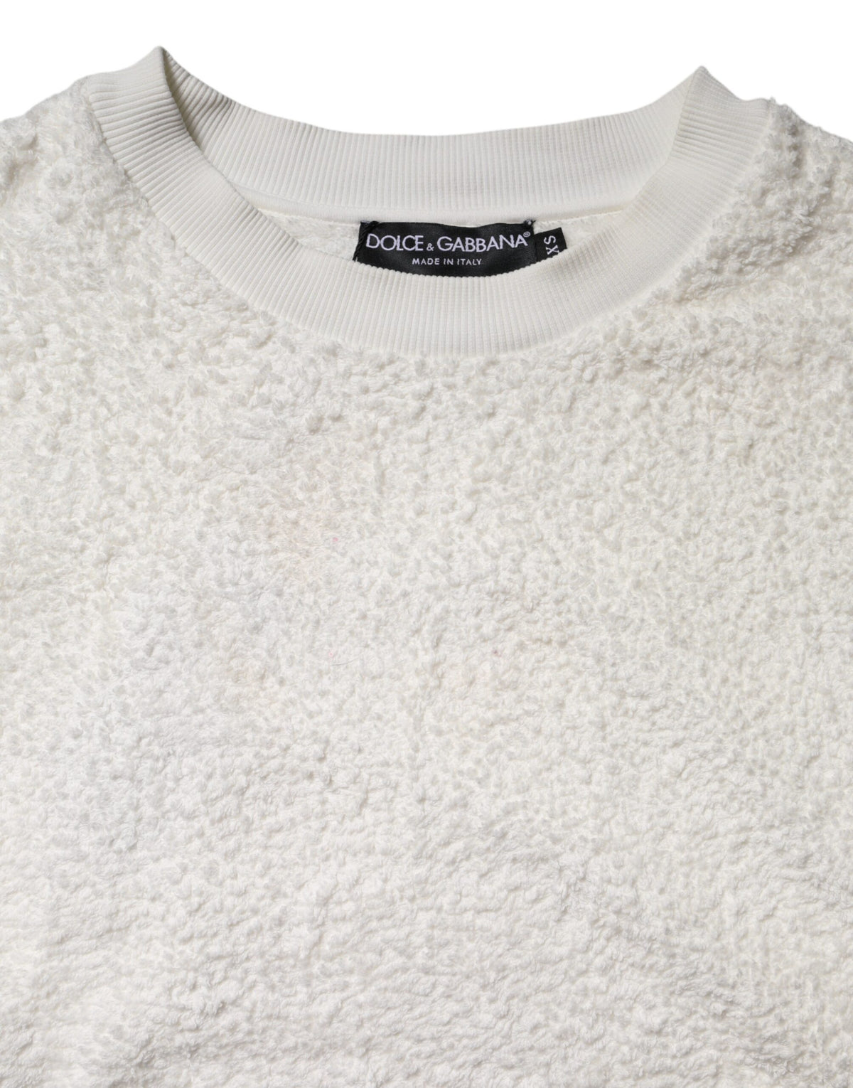 Pull en coton blanc à col rond en polaire de Dolce &amp; Gabbana