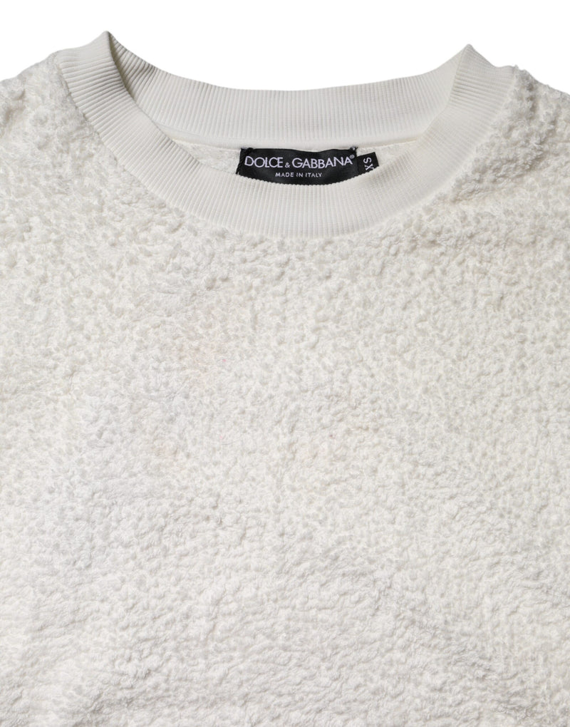 Pull en coton blanc à col rond en polaire de Dolce &amp; Gabbana