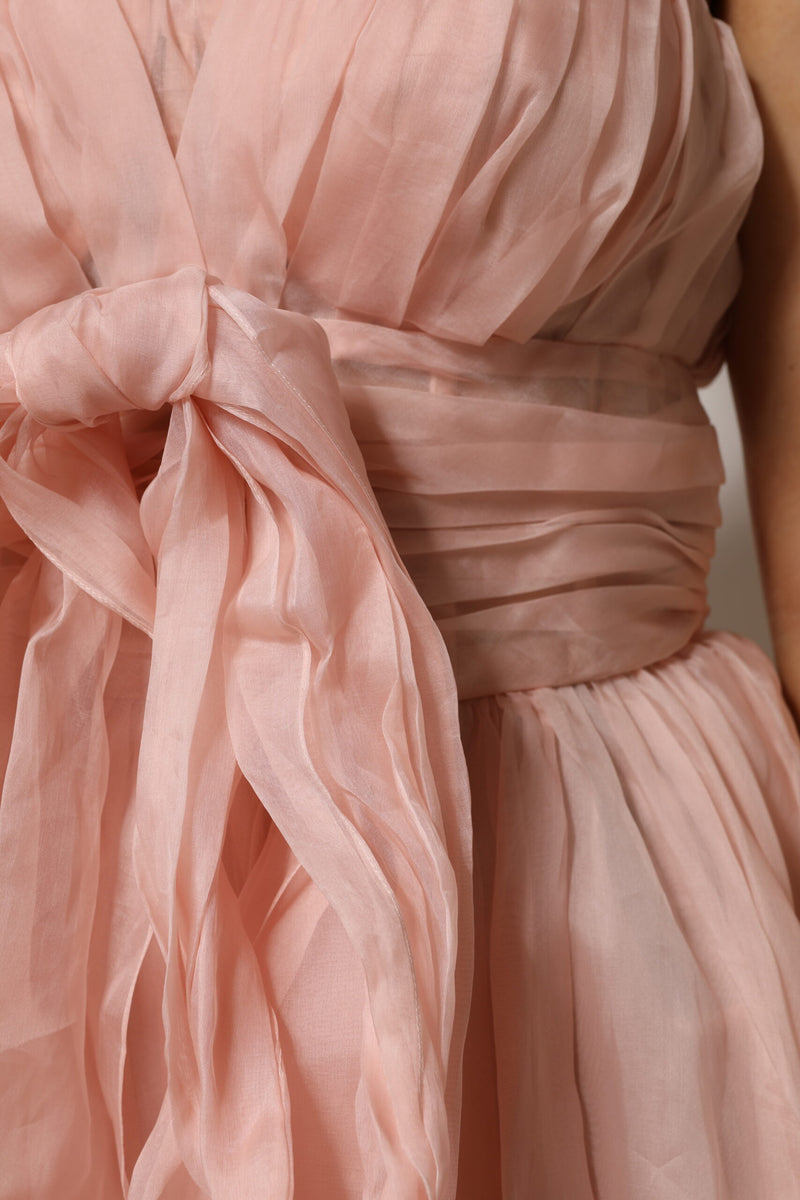 Robe Midi Plissée A-Line en Soie Rose Dolce & Gabbana
