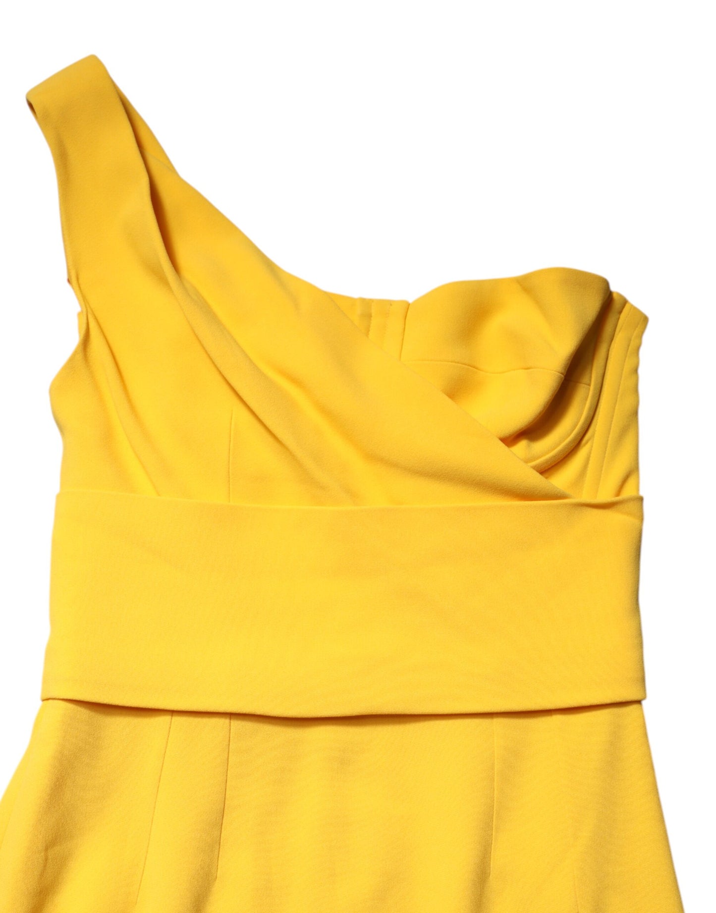 Robe midi jaune à épaule dénudée et fente latérale de Dolce & Gabbana