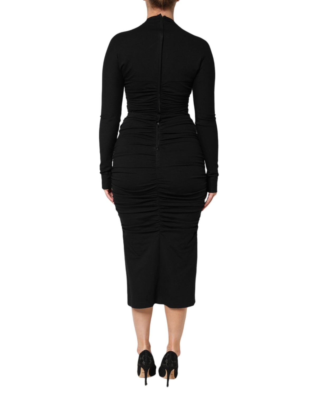 Robe Midi à Manches Longues Noire Dolce & Gabbana