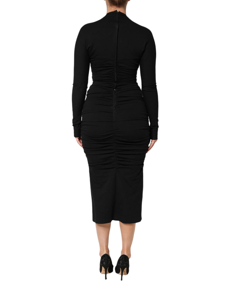 Robe Midi à Manches Longues Noire Dolce & Gabbana