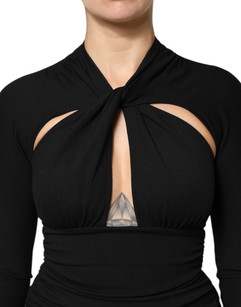Robe Midi à Manches Longues Noire Dolce & Gabbana