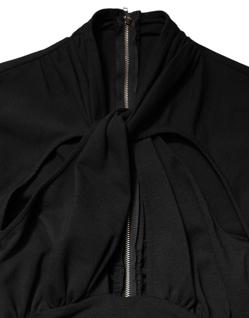Robe Midi à Manches Longues Noire Dolce & Gabbana