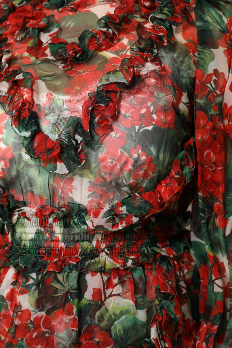 Robe Longue à Volants Florale Multicolore Dolce & Gabbana